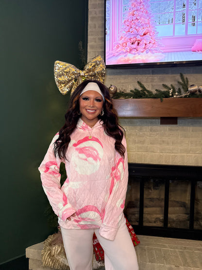 Quilted Santa Hat Pink Hoodie
