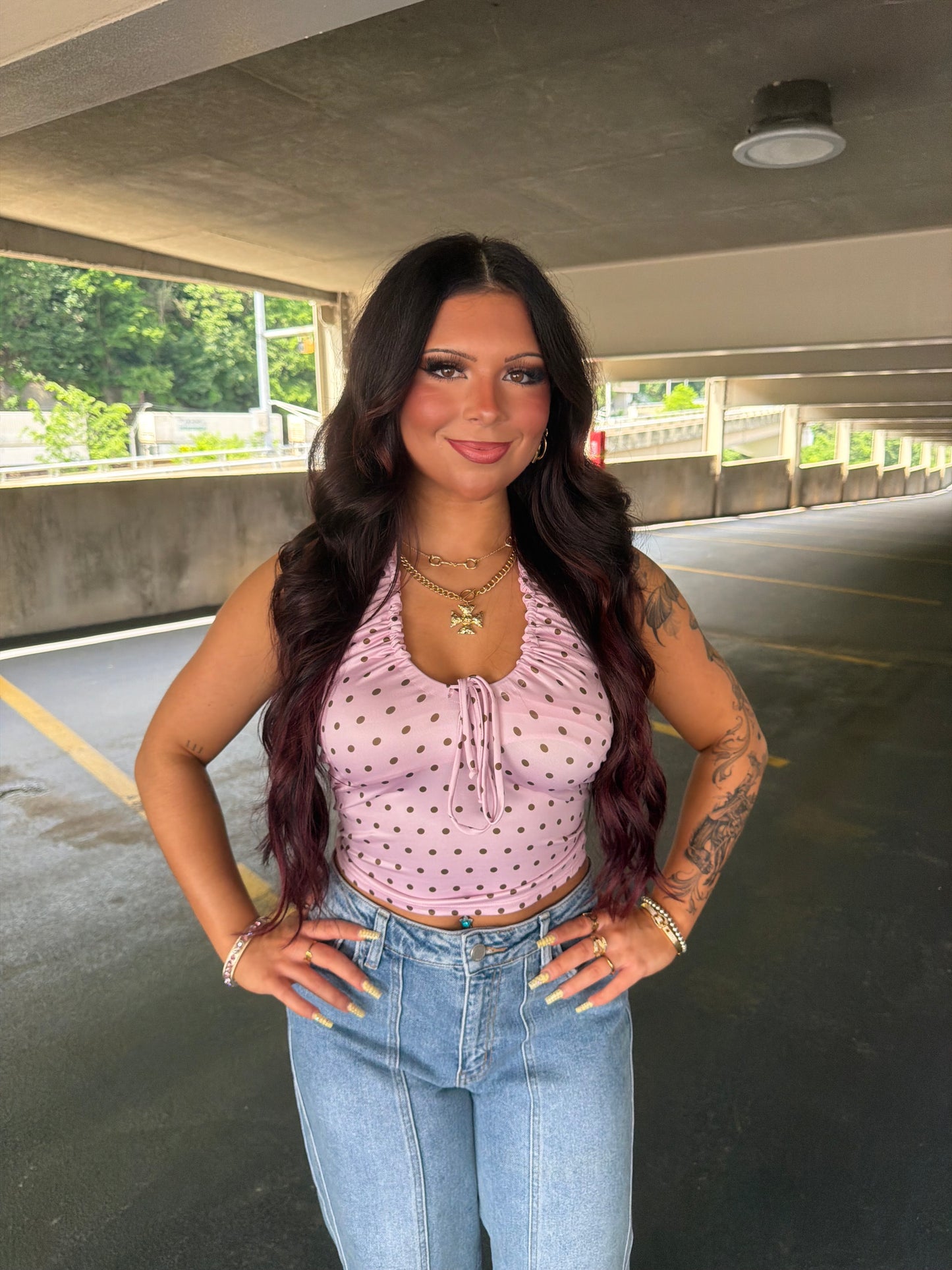 Raspberry Brownie Polka Tank