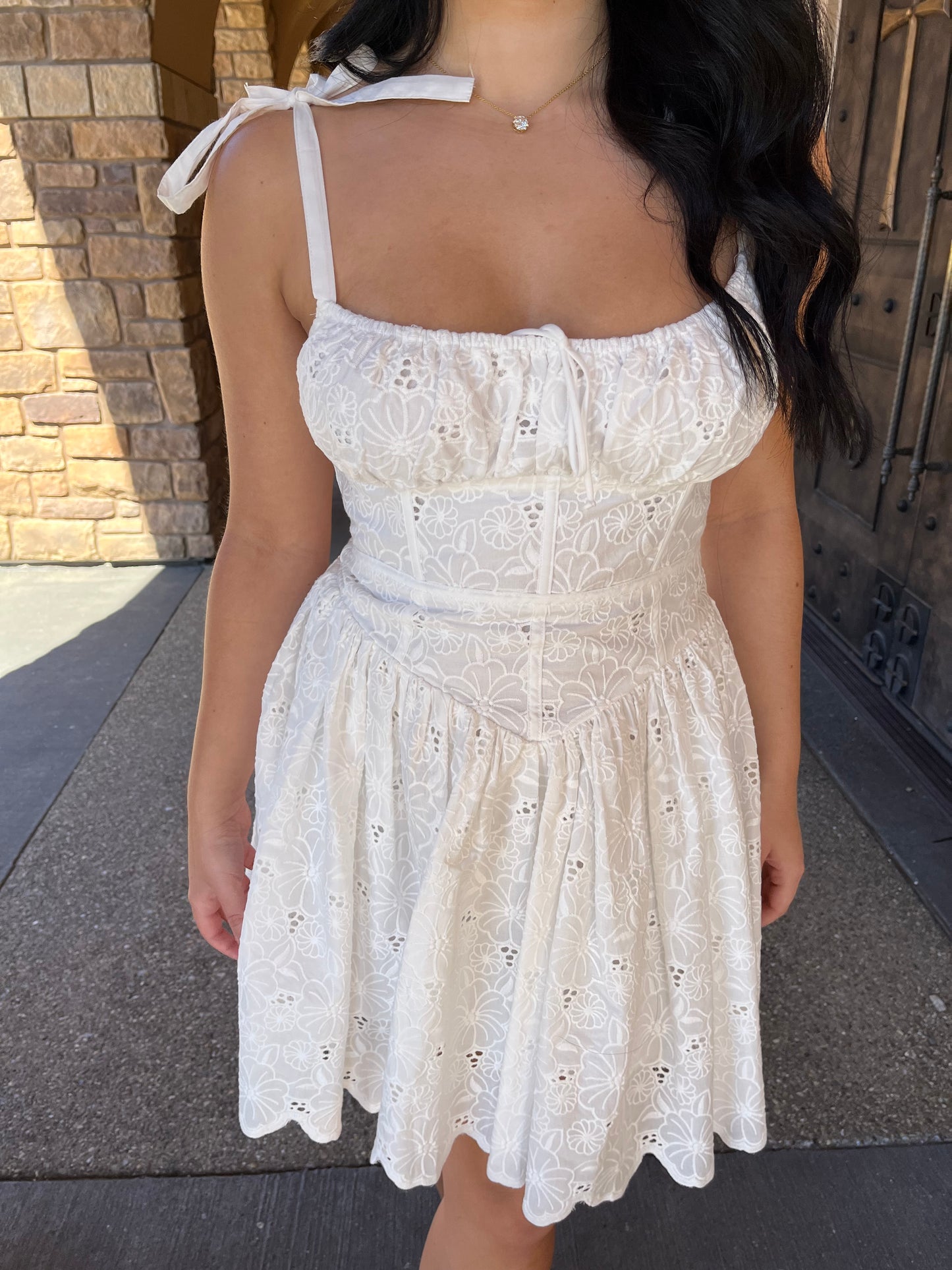 Elani Embroidered White Dress