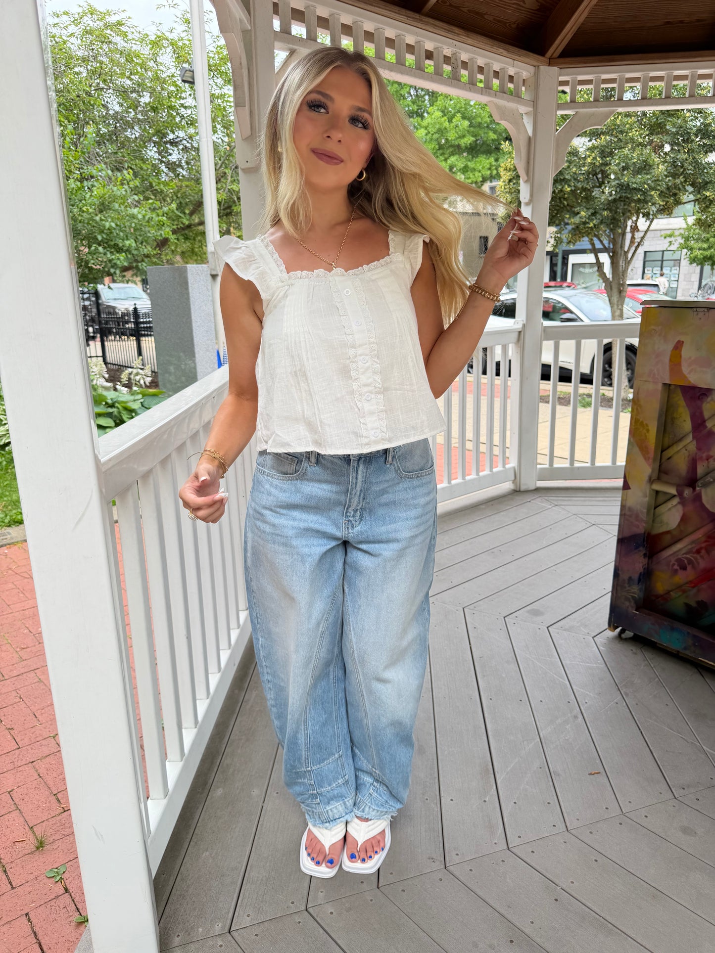 Malaysia Ruffle Tank in White