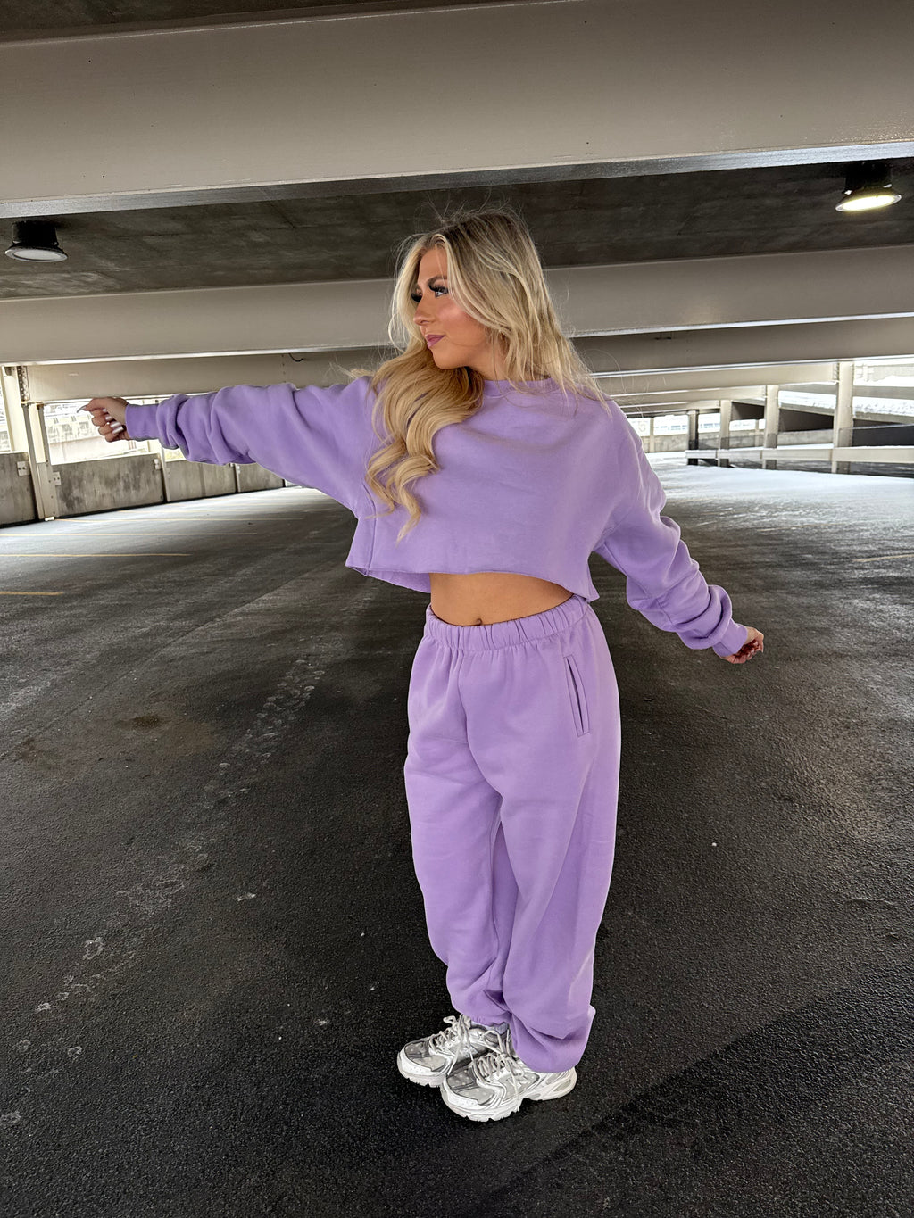 So Fetch Cropped Crew in Bright Lav