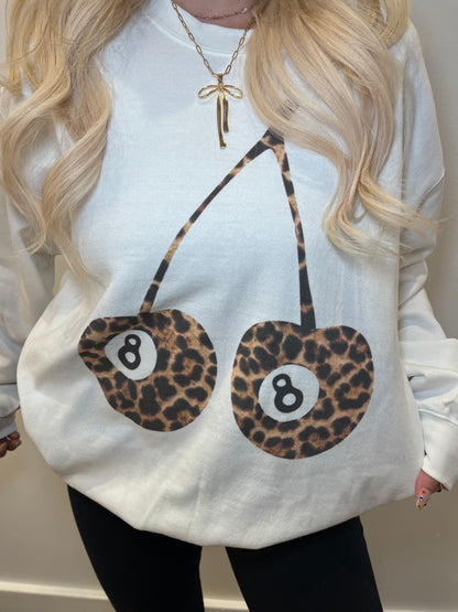 Lucky, Leopard, Cherry Pullover