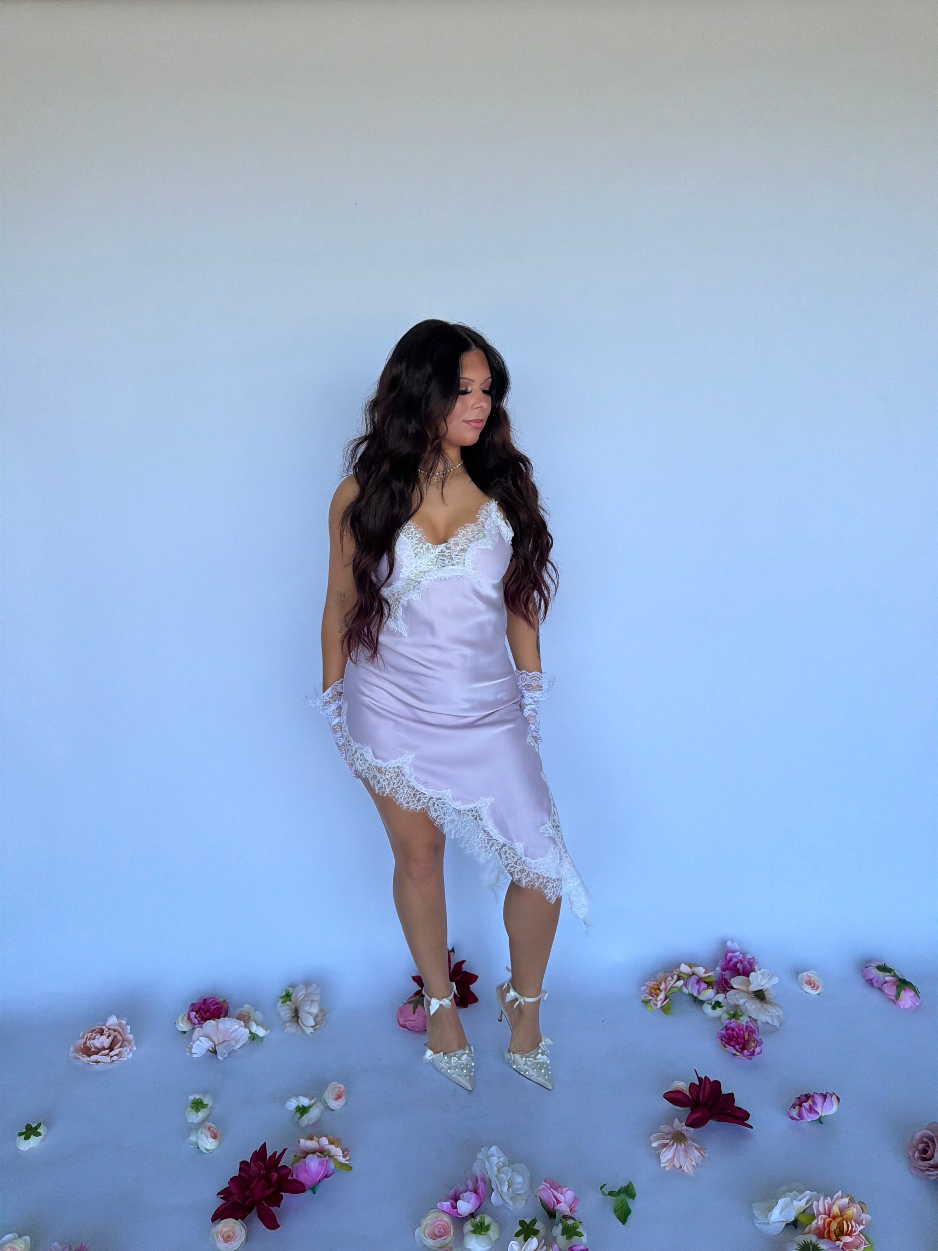 Stupid Song Lace Dress in Lav FINAL SALE