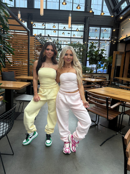 So Fetch Sweatpants in Pale Yellow