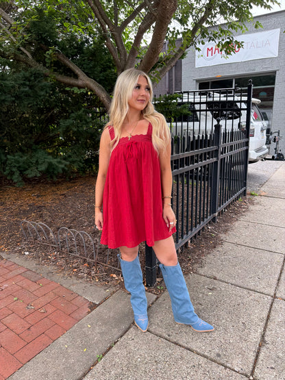 Western Sabrina Mini Dress