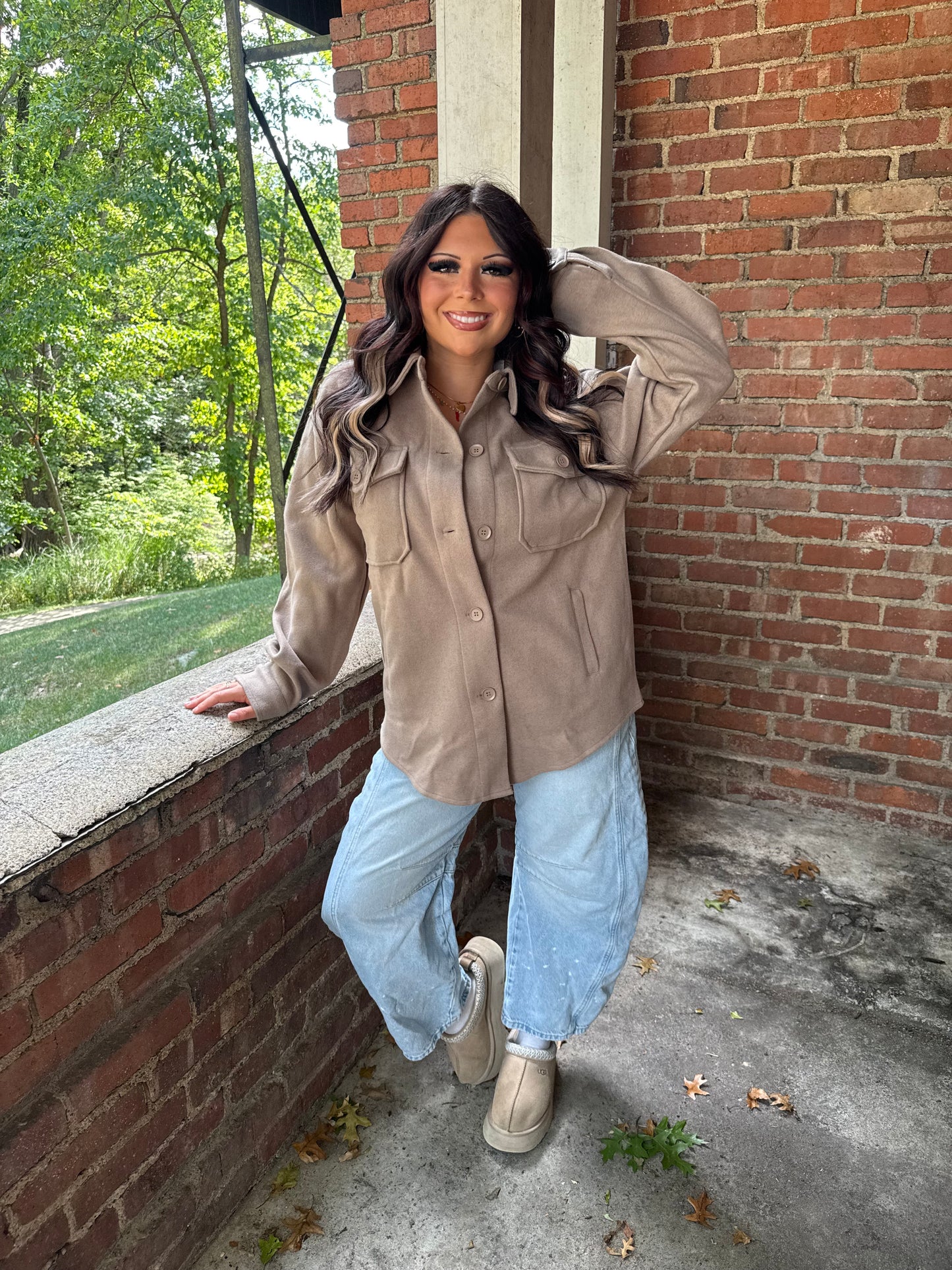 Shopping Addict Shacket in Taupe