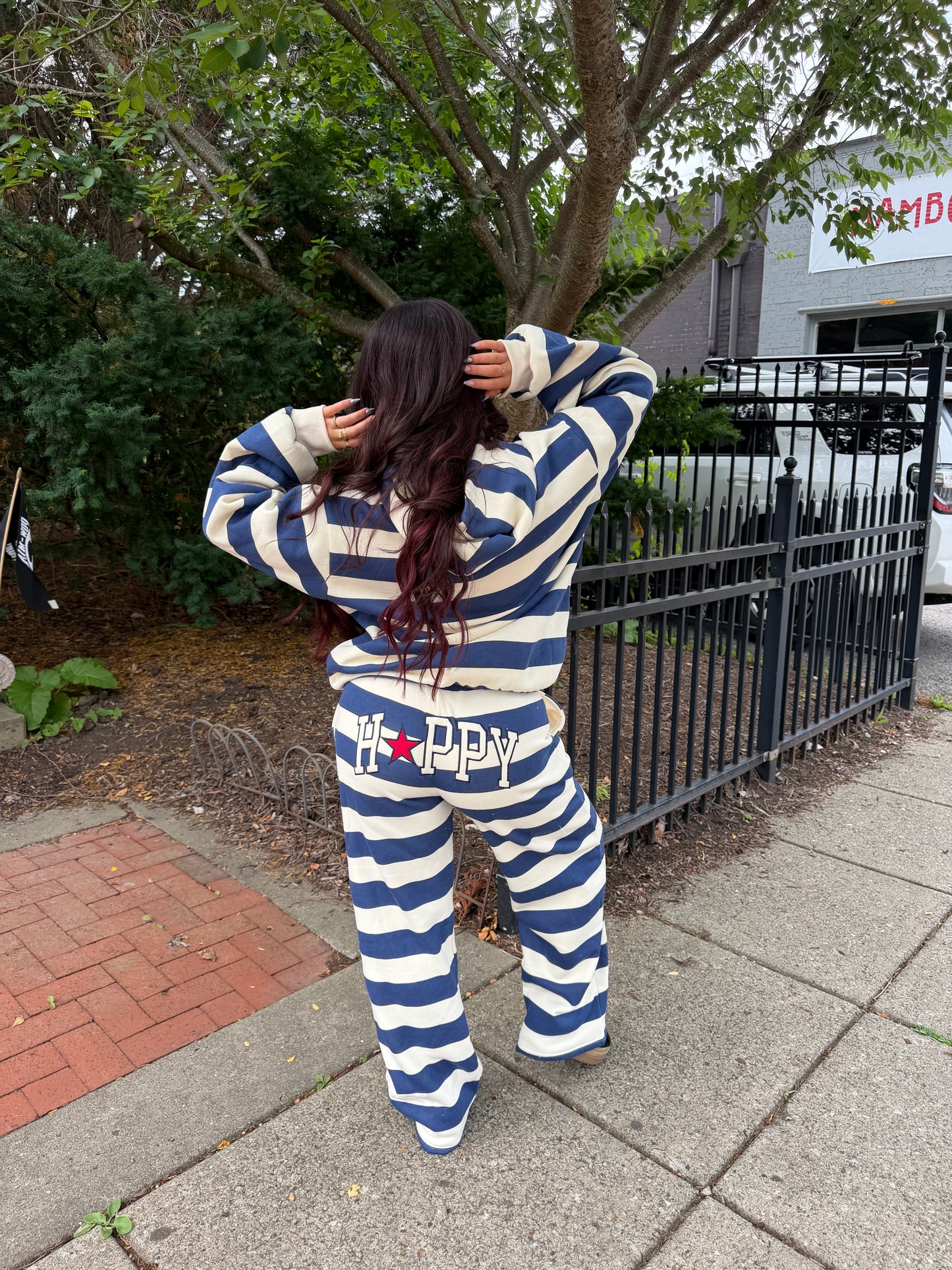 Happy Camp3r Indigo Stripe Sweatpants