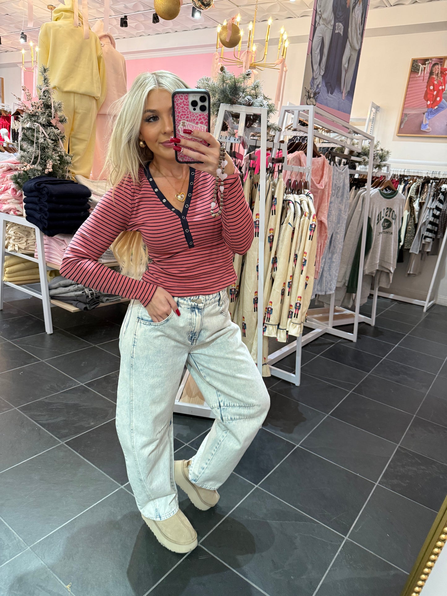 Study Break Striped L/S in Pink