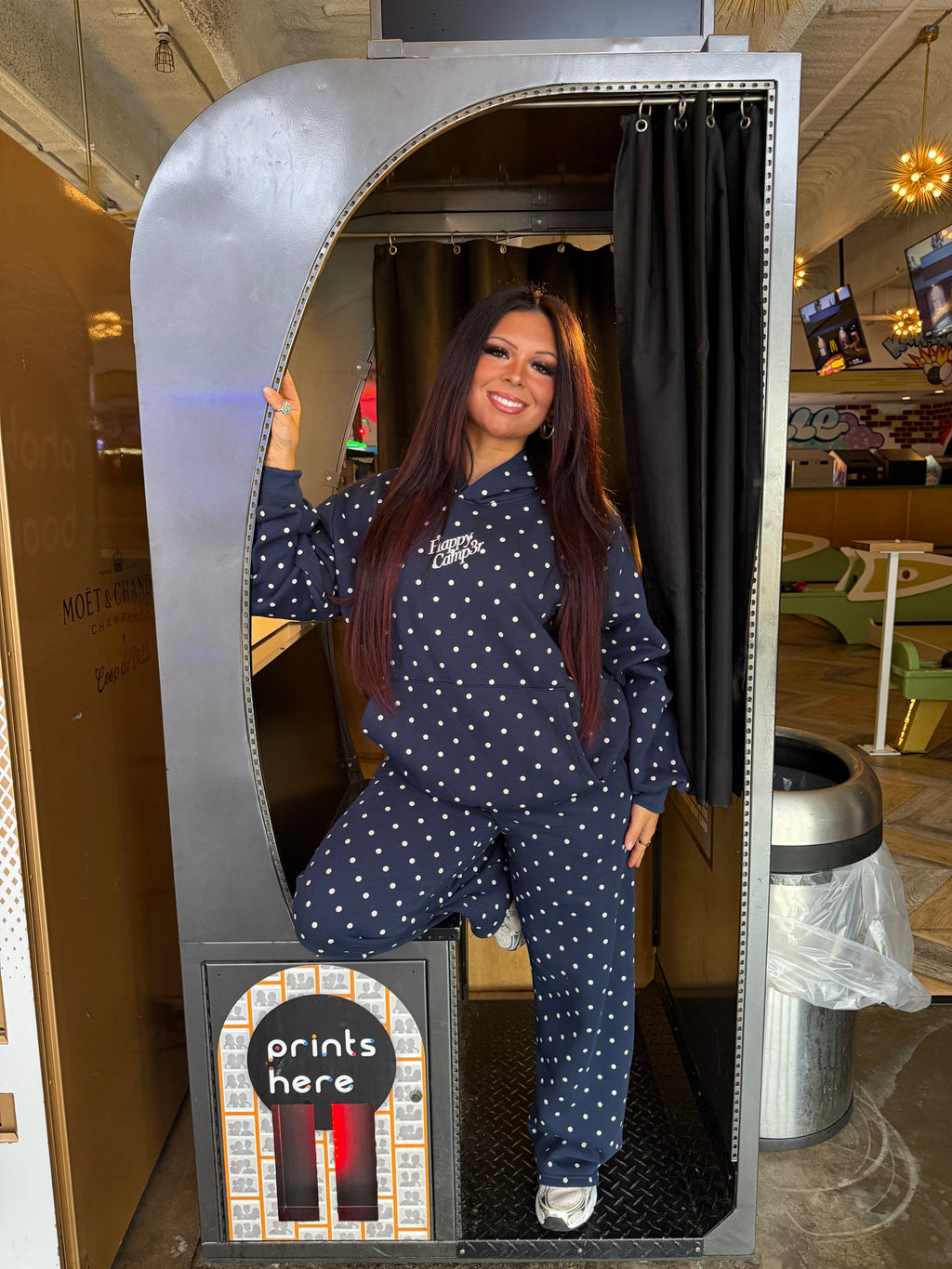 Happy Camp3r Polka Hoodie in Navy