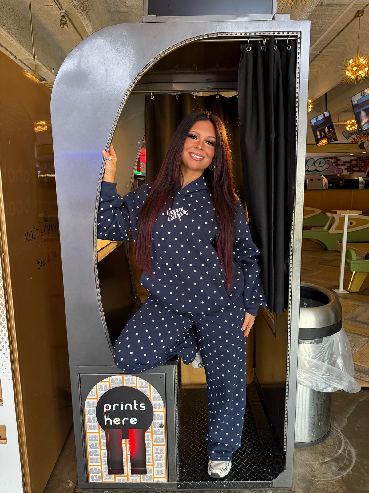 Happy Camp3r Polka Hoodie in Navy
