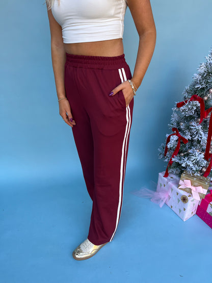 Telsie Track Pants in Burgundy