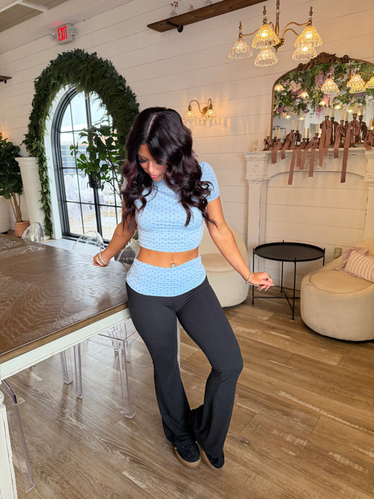 BLUE Polka Dot Pilates Set (PANT)