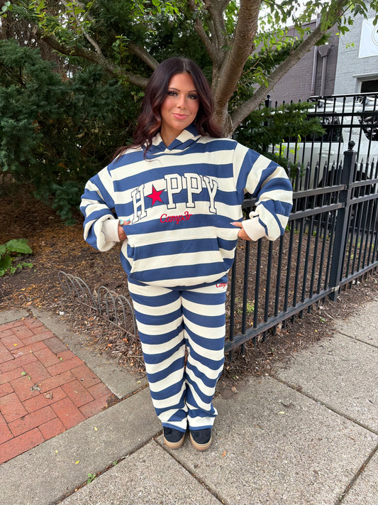 Happy Camp3r Indigo Stripe Sweatpants