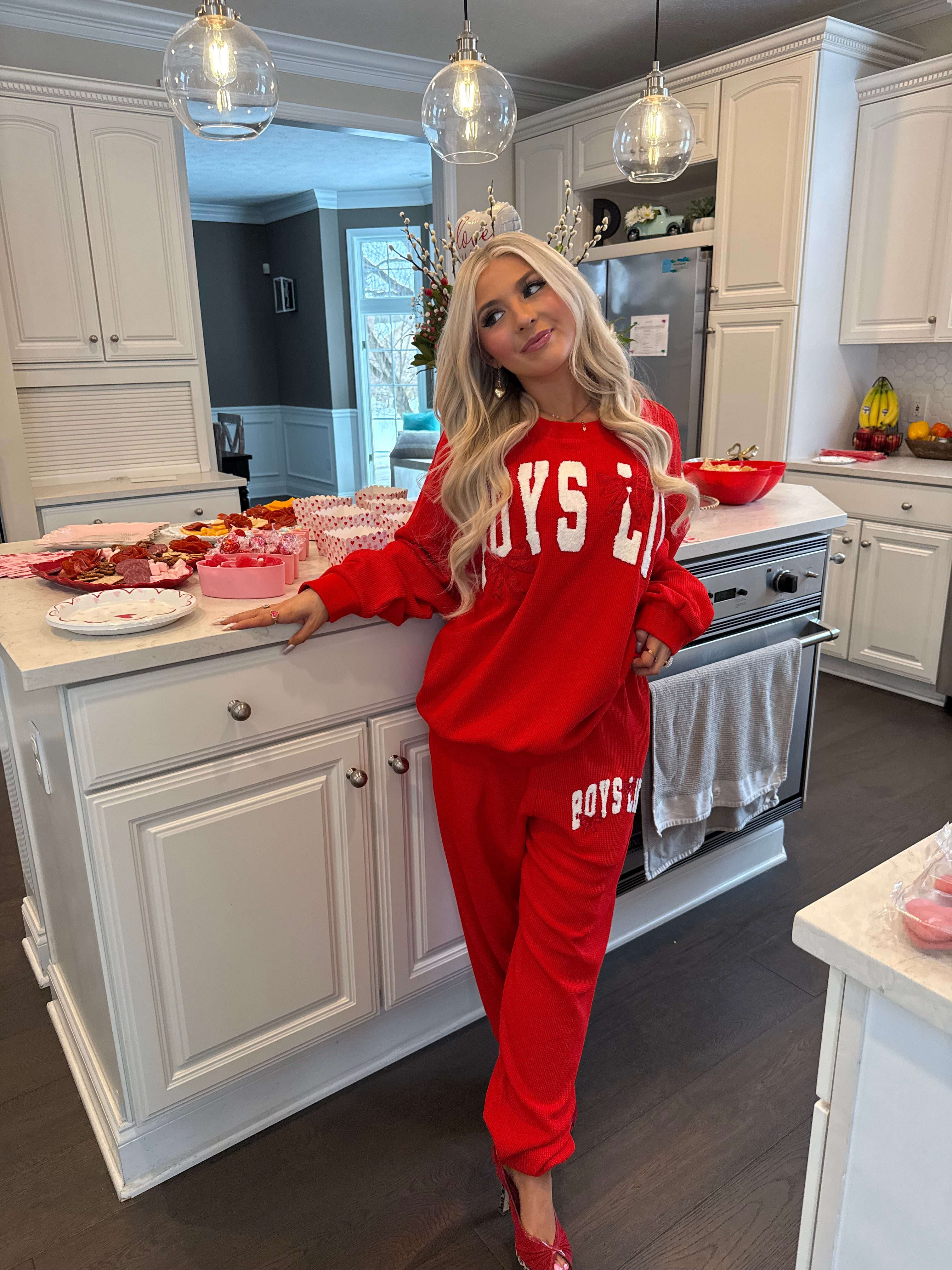 Boys Lie Red Bow Crewneck