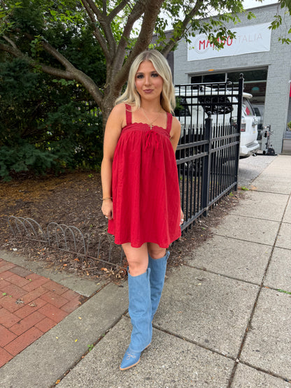 Western Sabrina Mini Dress