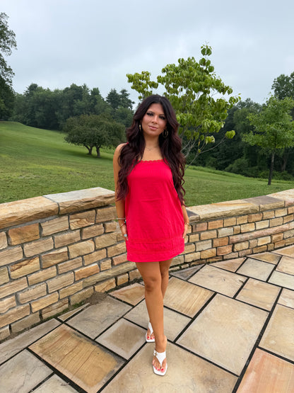 Girly Pop Mini Dress in Red