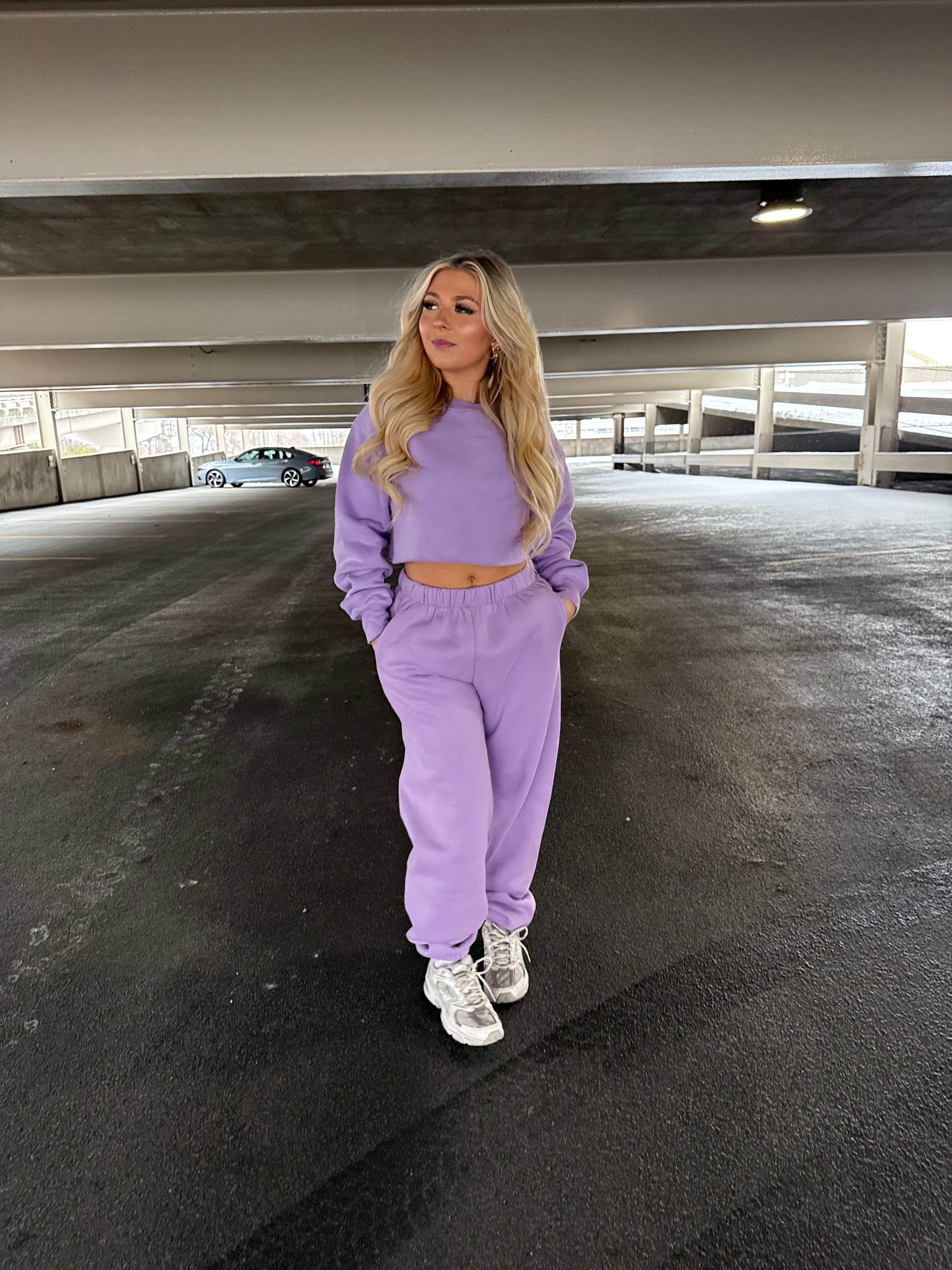 So Fetch Cropped Crew in Bright Lav