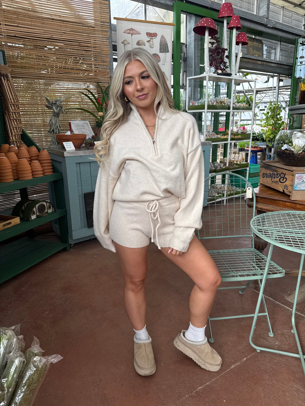 Cozy Club Lounge Set (SHORTS) Cream