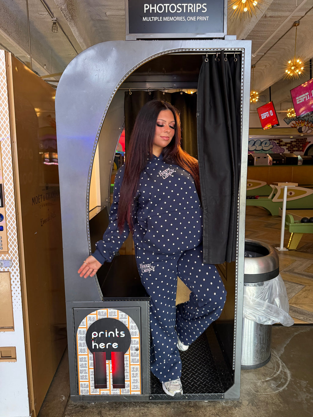 Happy Camp3r Polka Hoodie in Navy