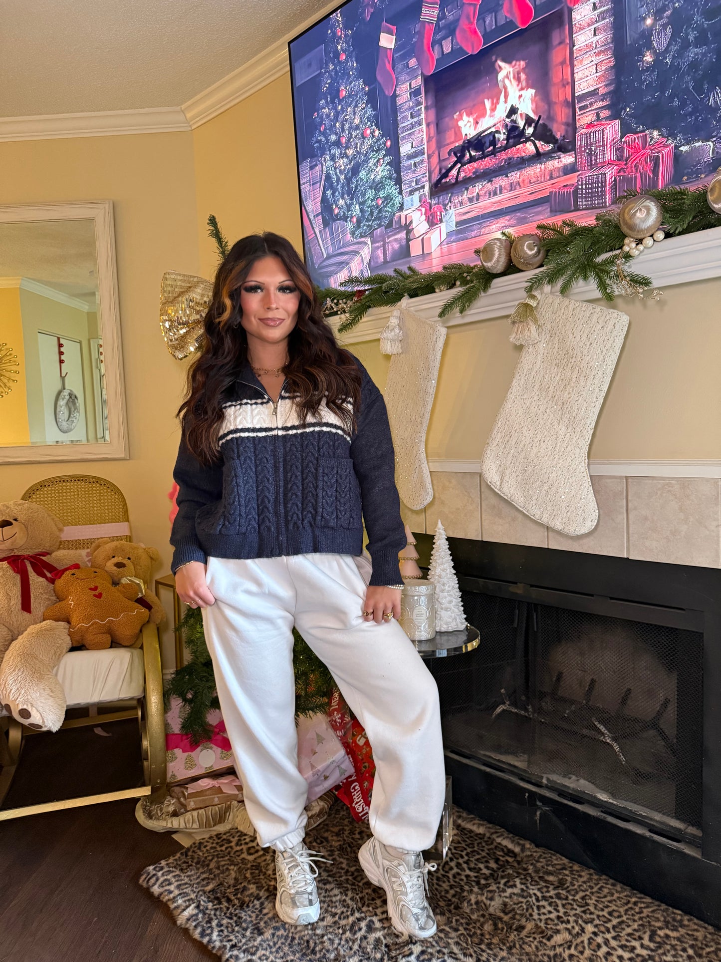 Morton Navy Sweater Zip