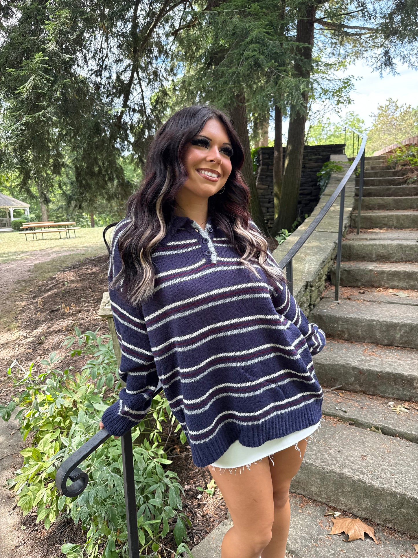 Copper Collar Sweater in Midnight