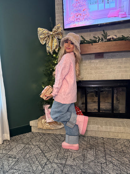 Sugar Girl Sweater Zip in PINK