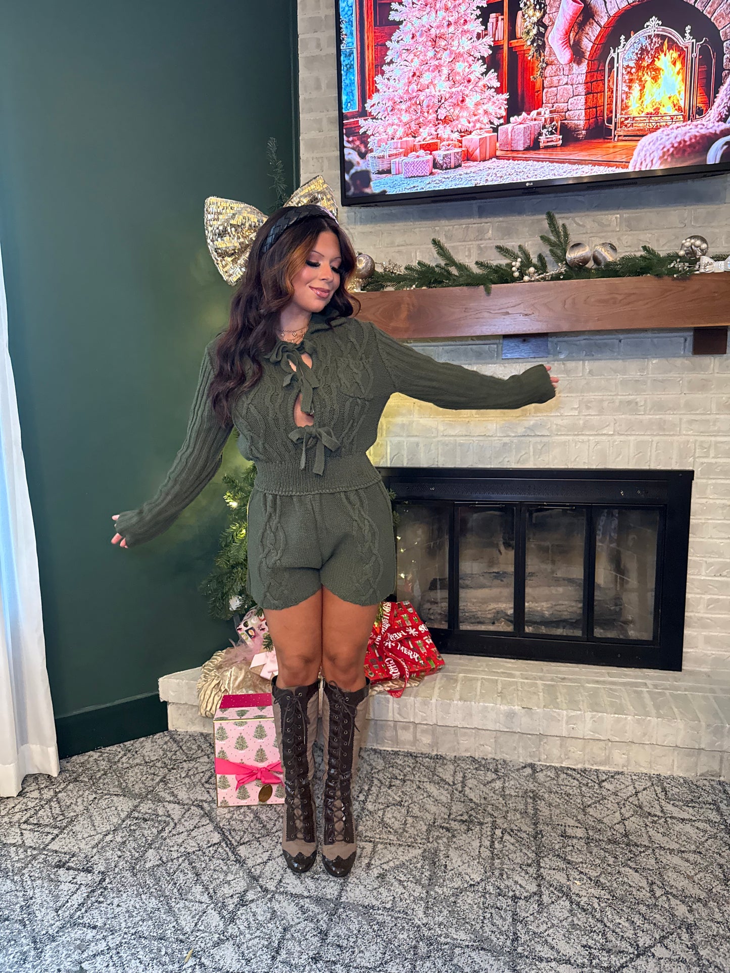 Olive Christmas Martini Romper