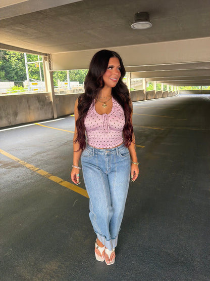 Raspberry Brownie Polka Tank