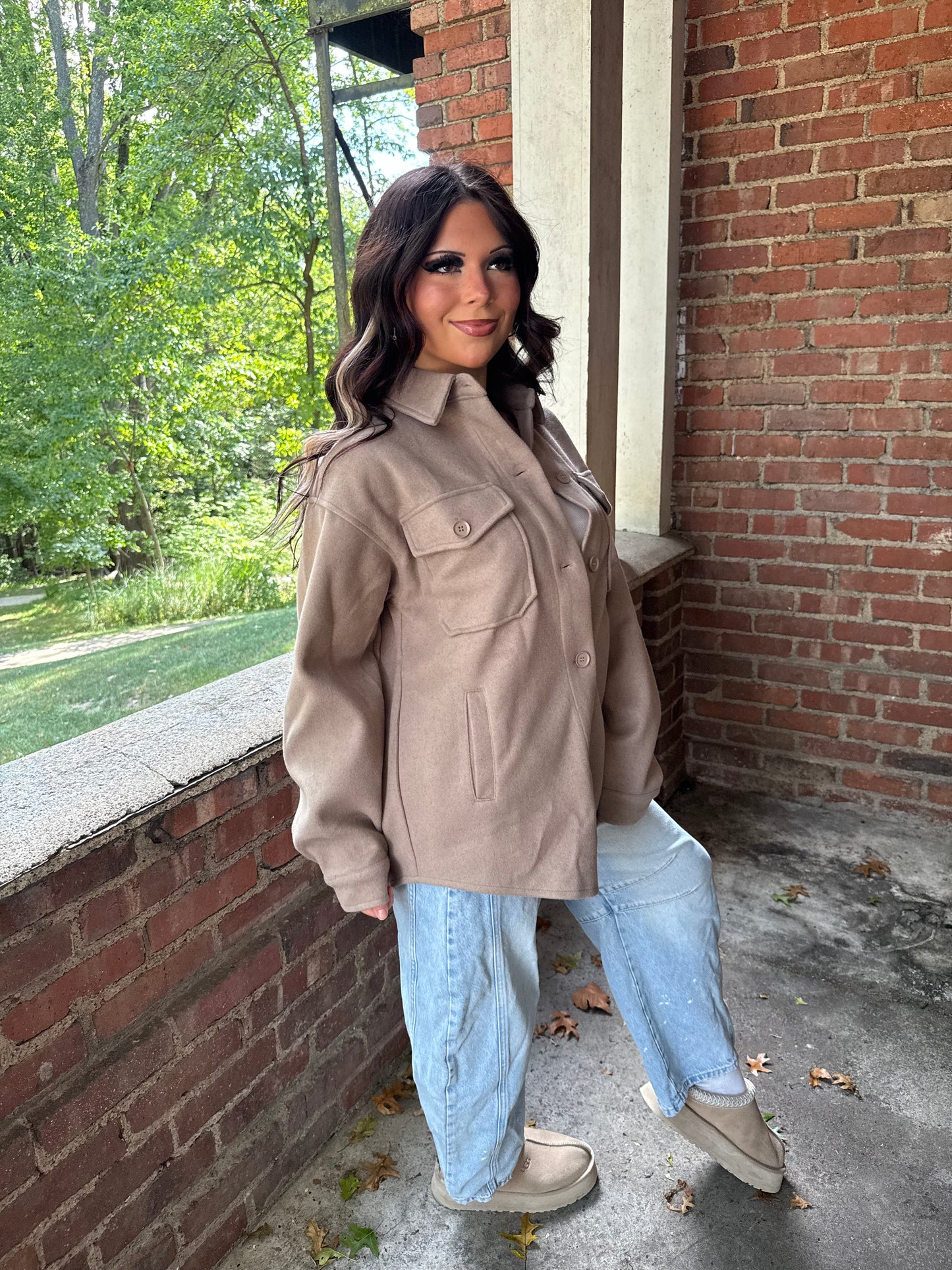 Shopping Addict Shacket in Taupe