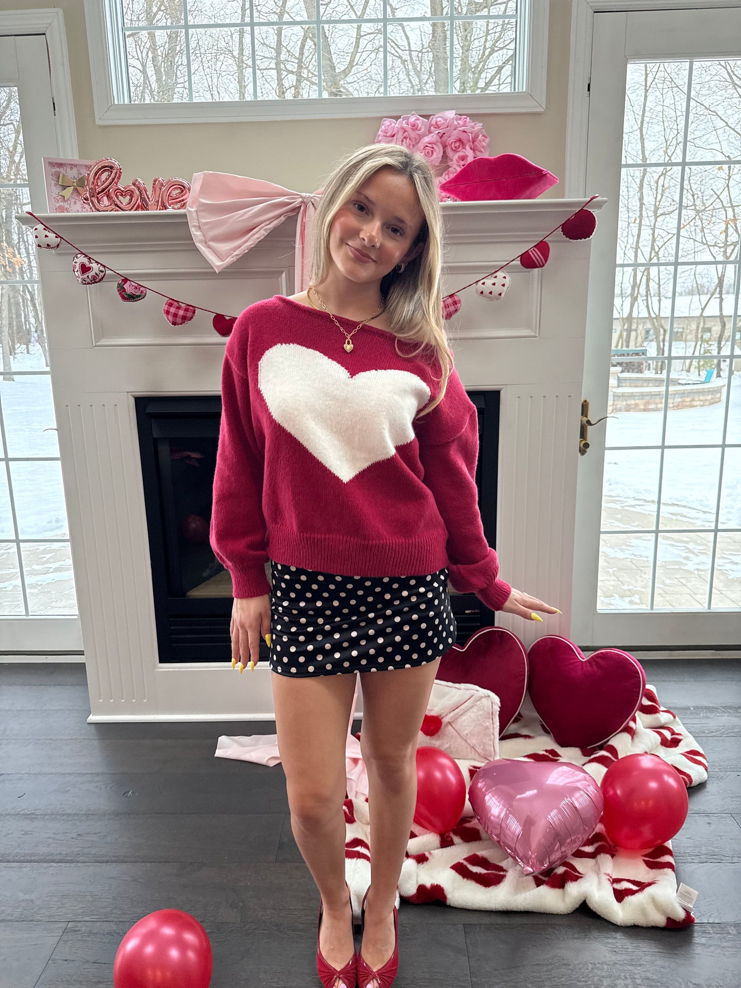 Huge Heart One Shoulder Sweater