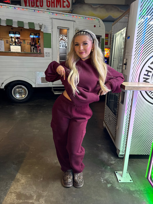 So Fetch Cargo Sweats in Black Cherry