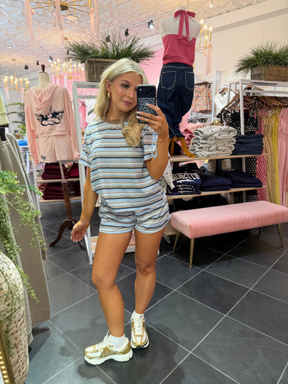 Bigger Issues Striped Set Blue (SHORTS)