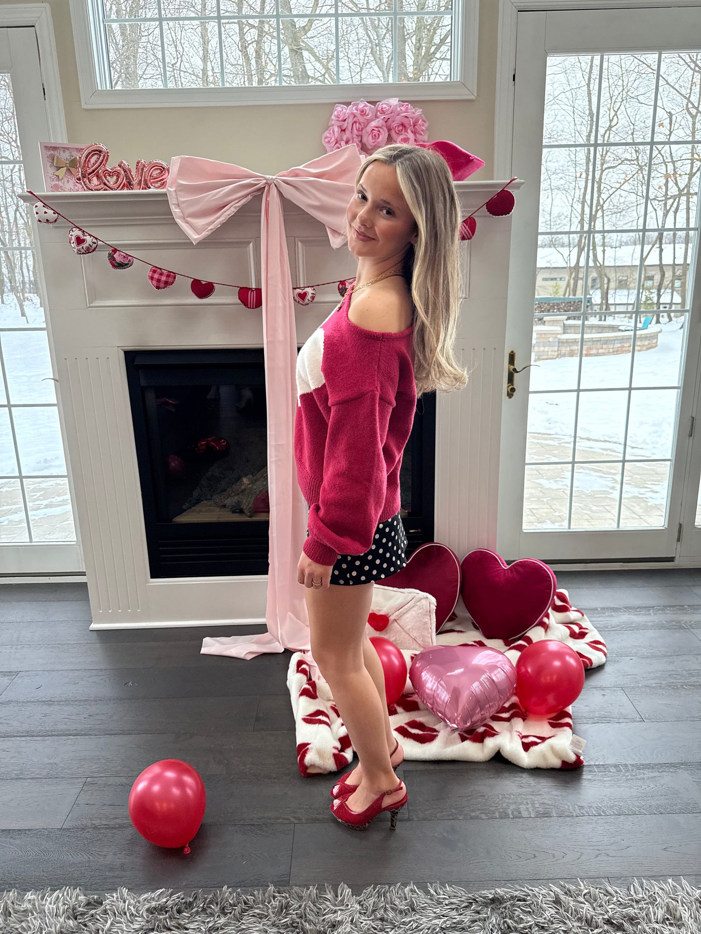 Huge Heart One Shoulder Sweater