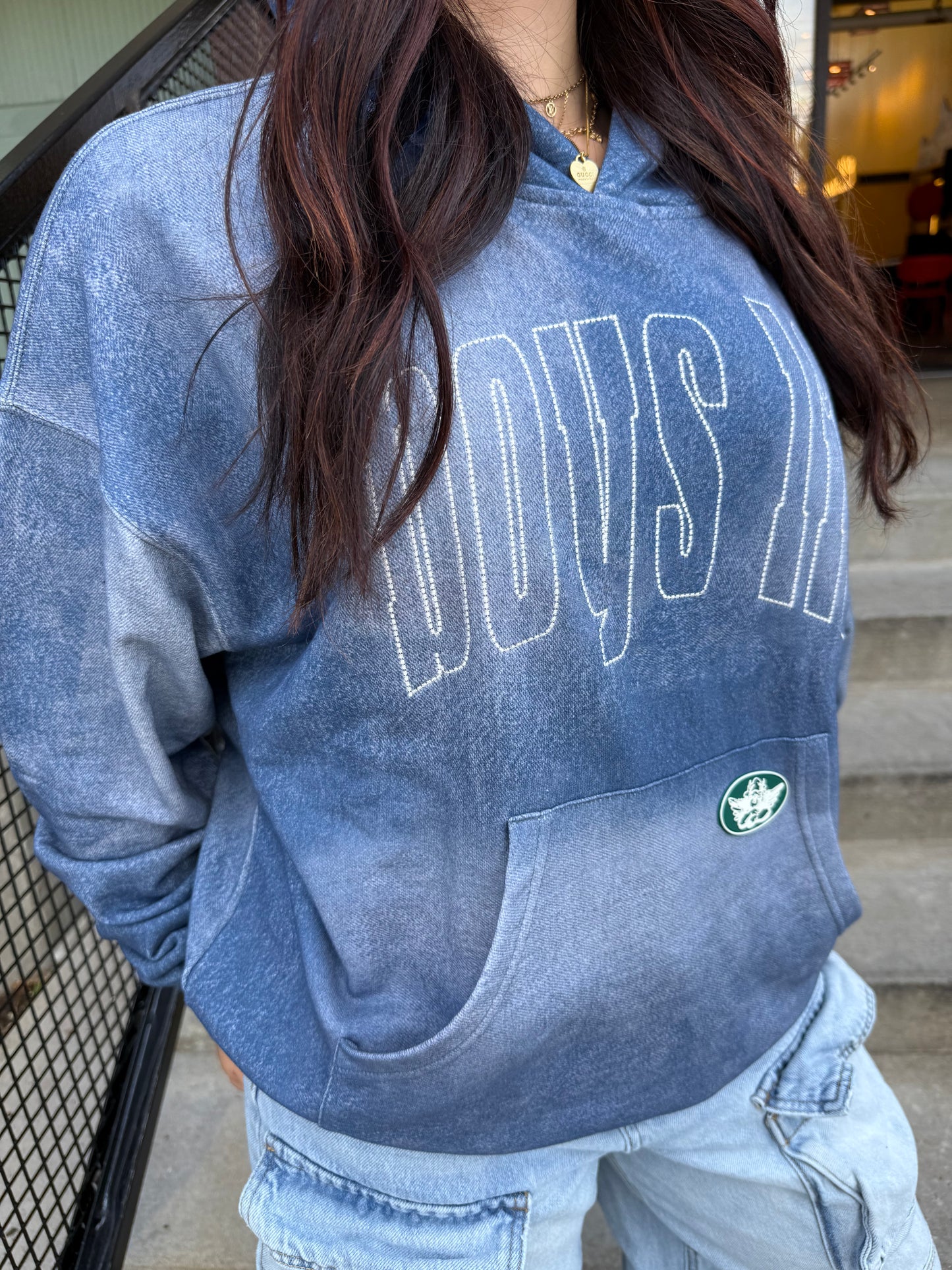 Boys Lie Done Denim Racer Hoodie