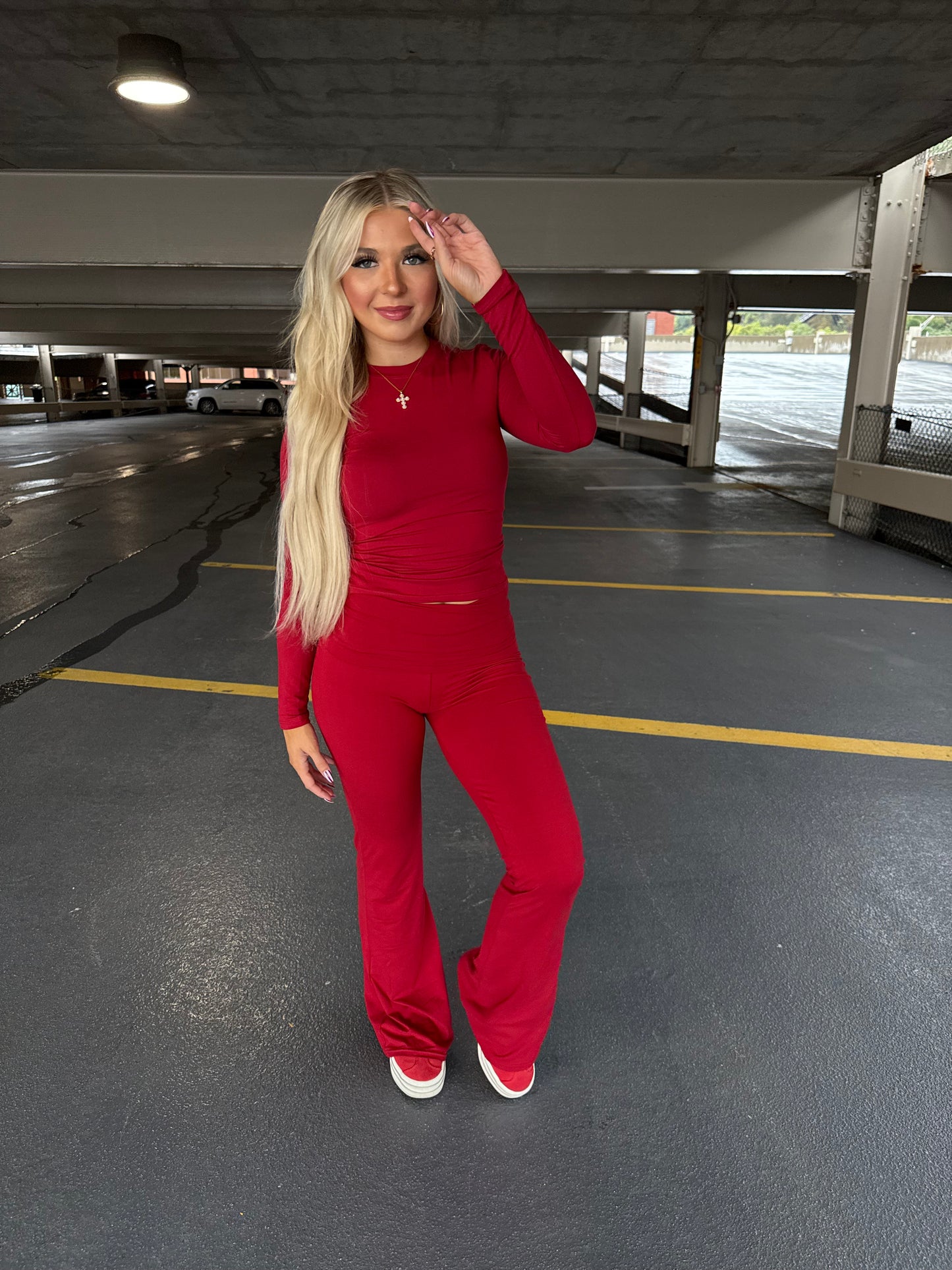 Shopping Addiction Legging in Deep Red