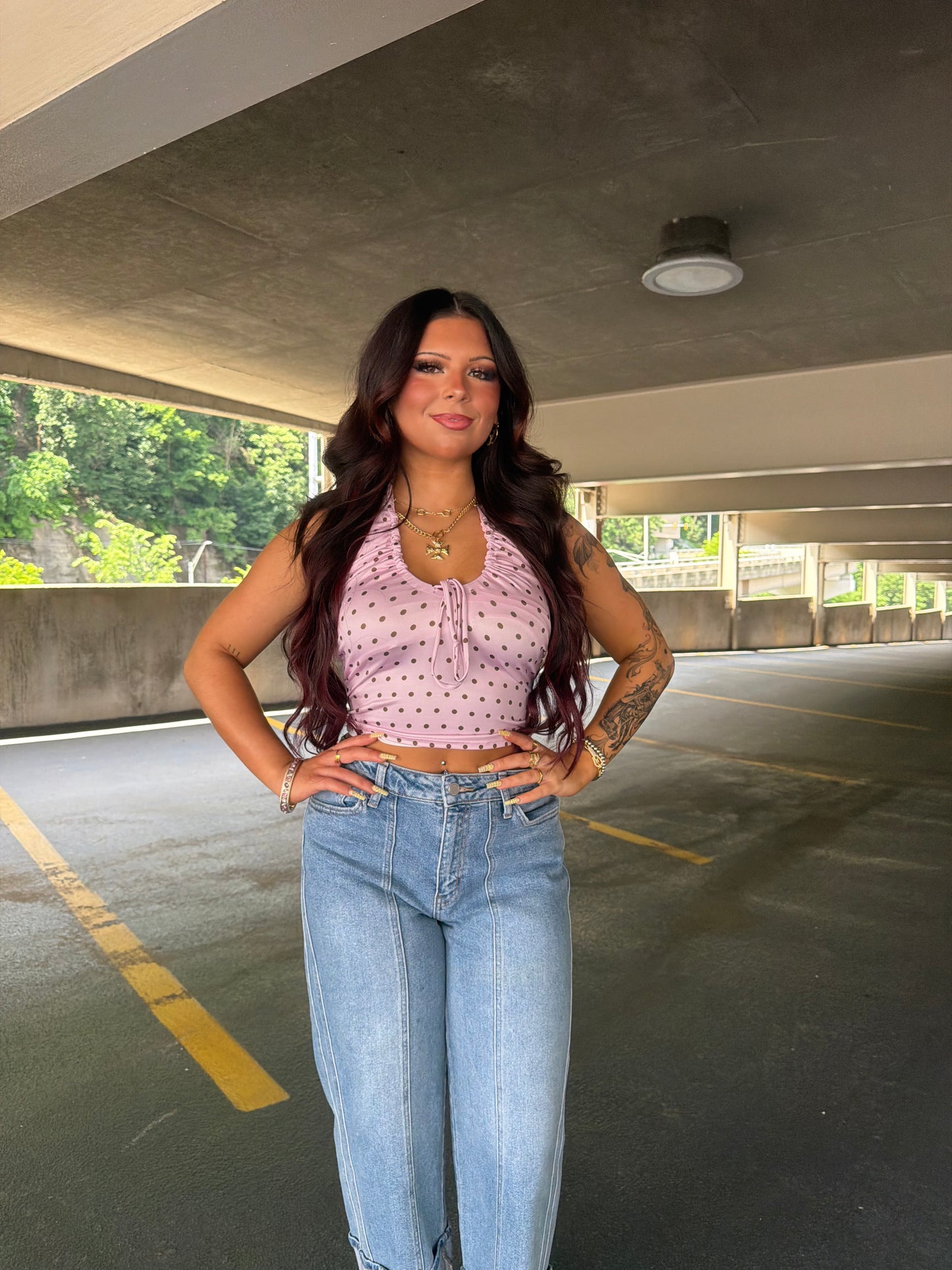 Raspberry Brownie Polka Tank