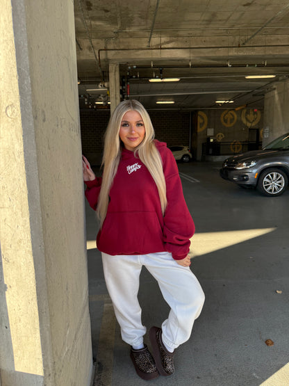 Happy Camp3r Puff Series Hoodie in Deep Cherry