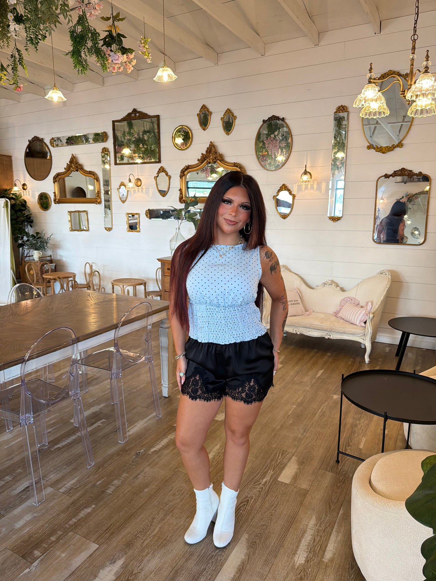 Blue/Black Polka Top
