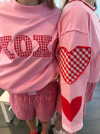 XOXO Gingham Mockneck