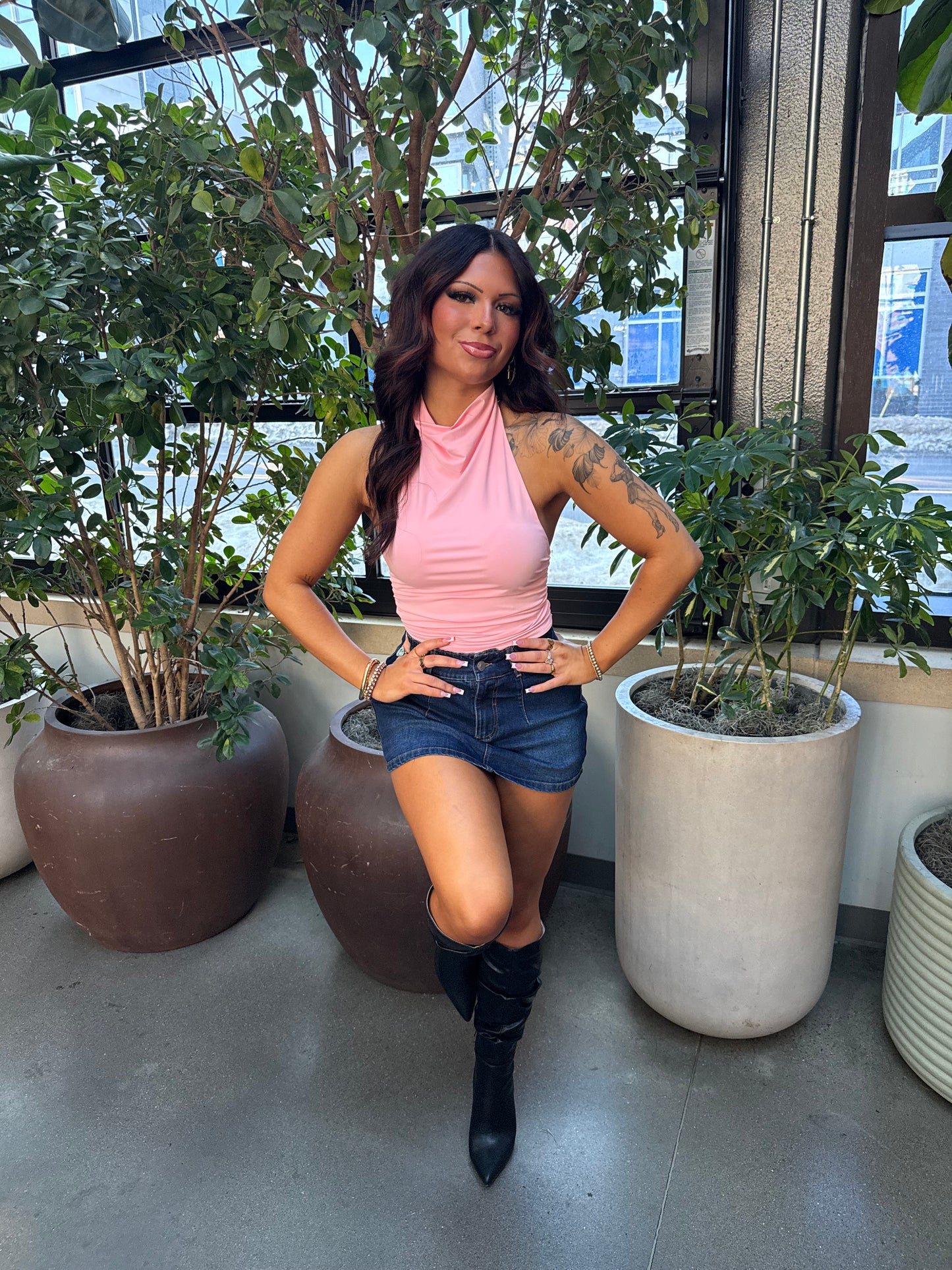 Cool Cowl Tank in Pink