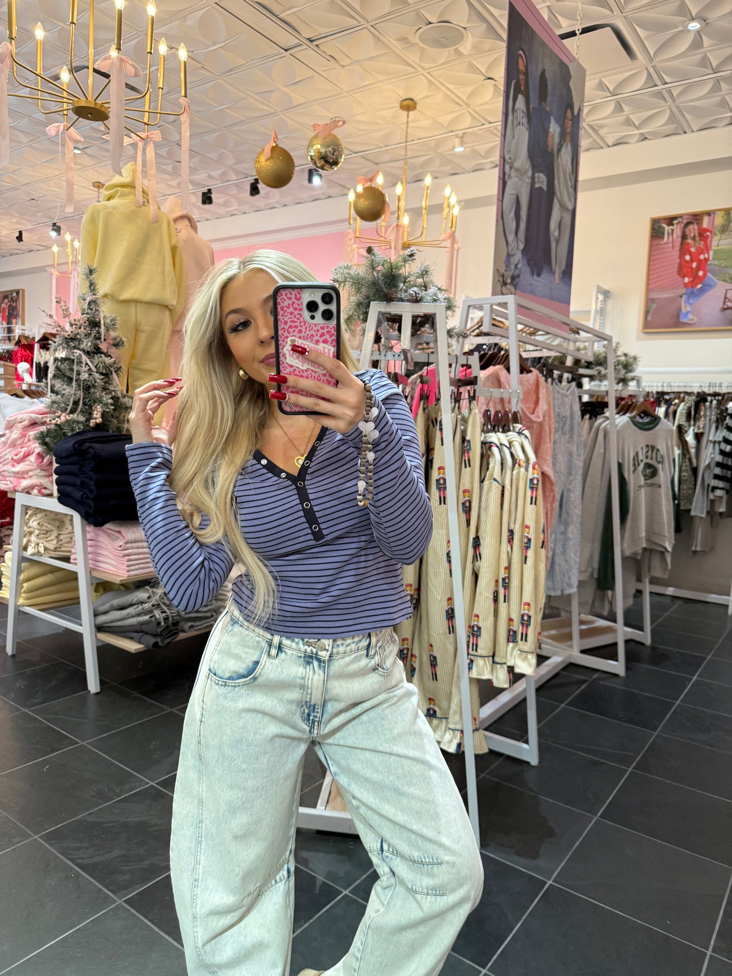 Study Break Striped L/S in Blue