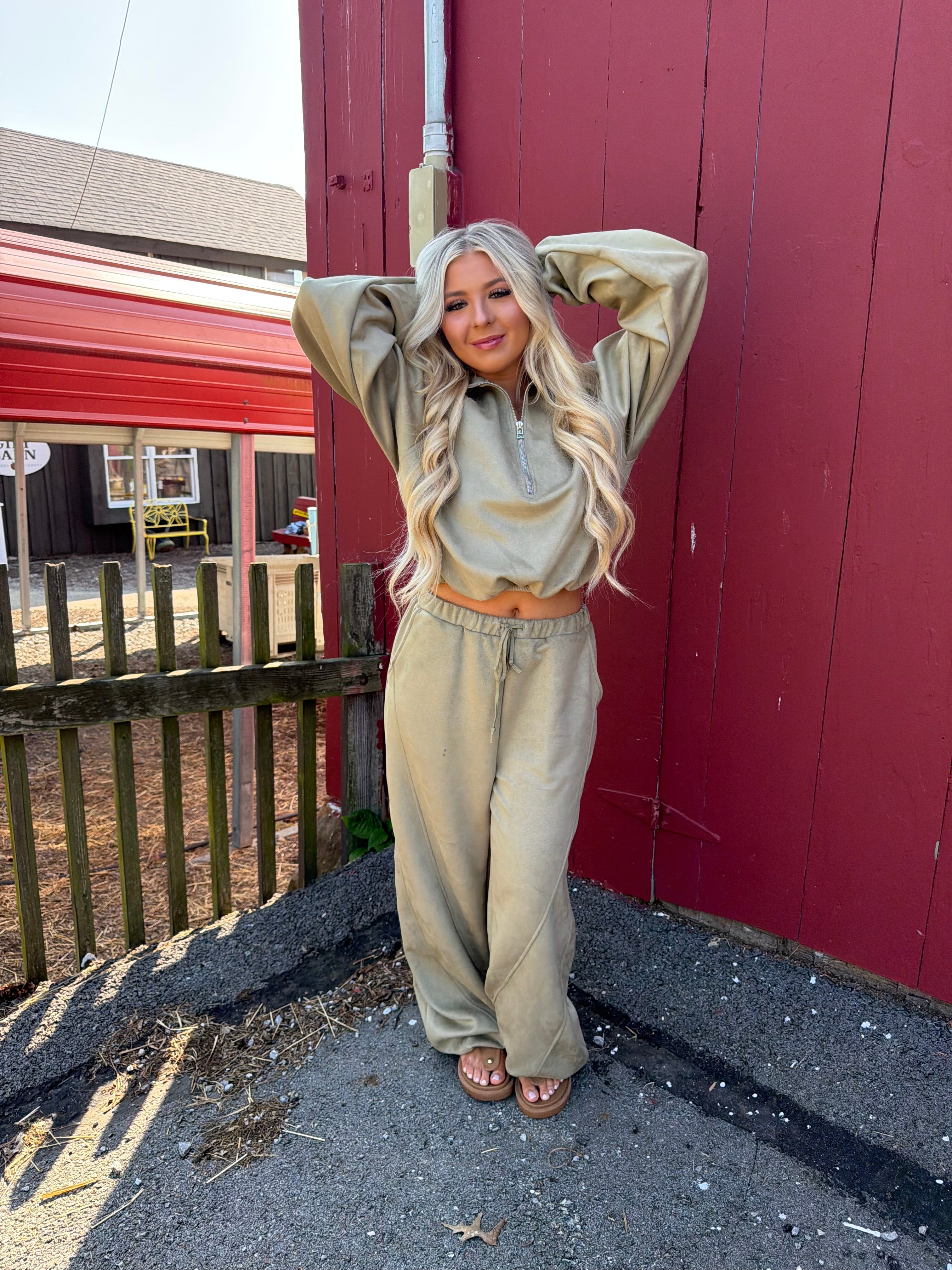 Sugar Suede Set (PANT) Olive