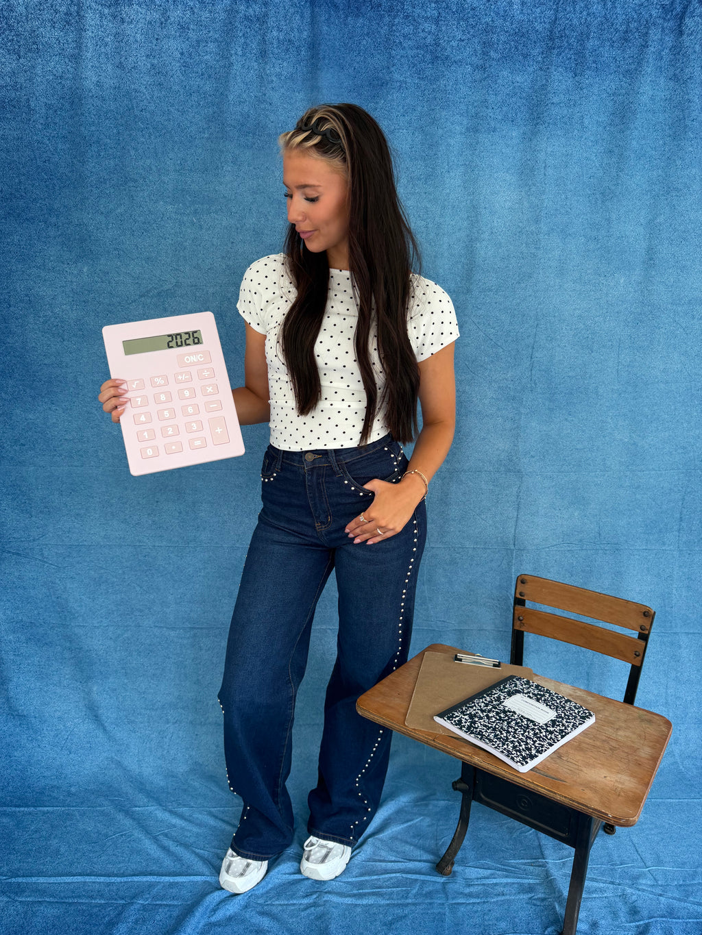Janet Polka Tee in White