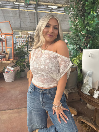 Colman Lace Top in Cream