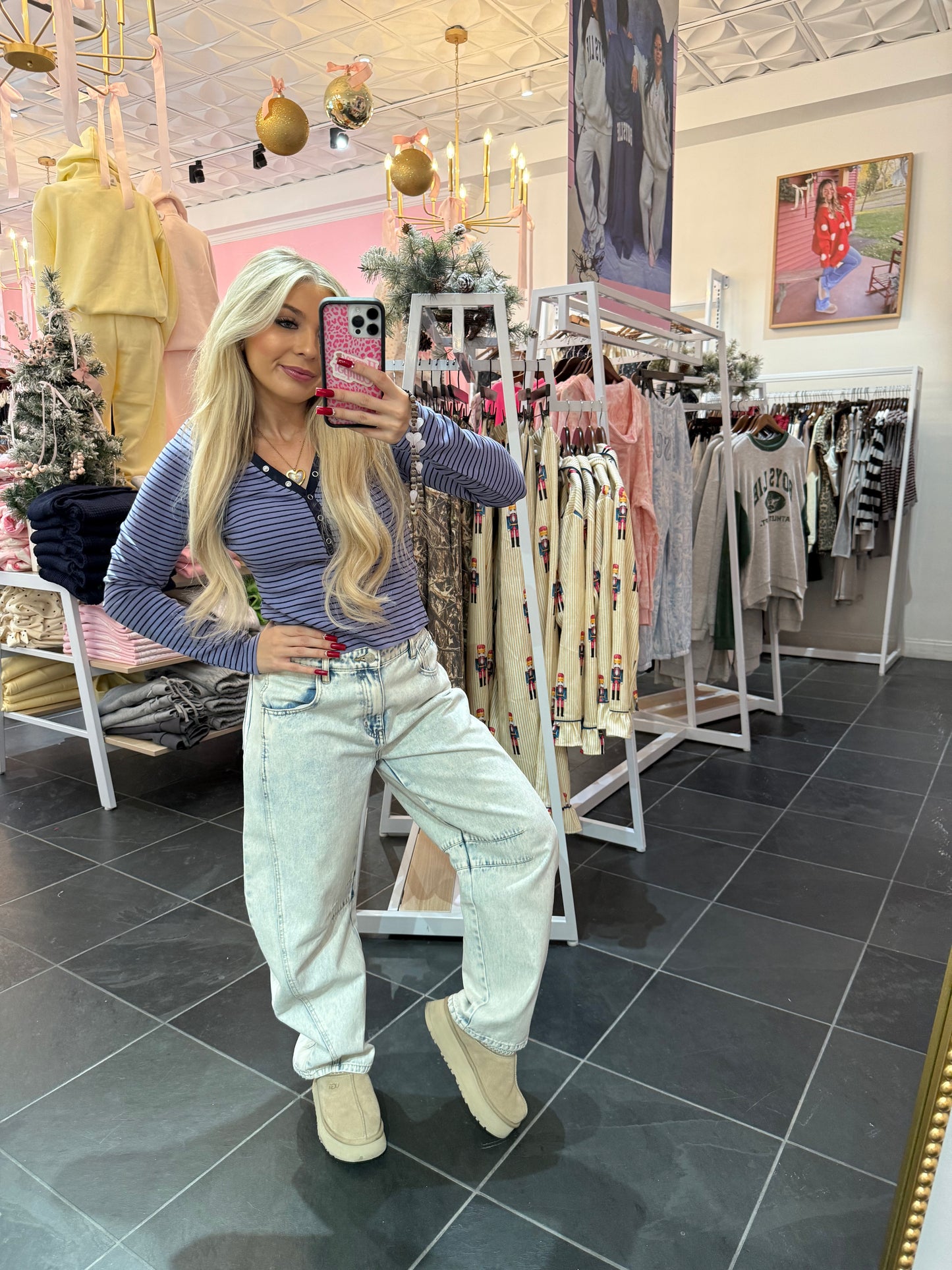 Study Break Striped L/S in Blue