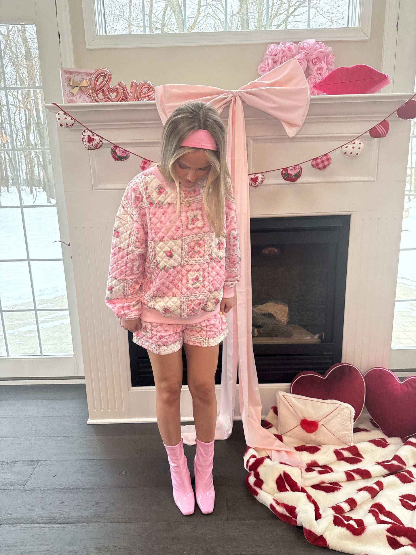 Please Patchwork Set Blush Crew