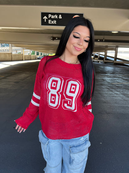 89 Net Sweater in Red