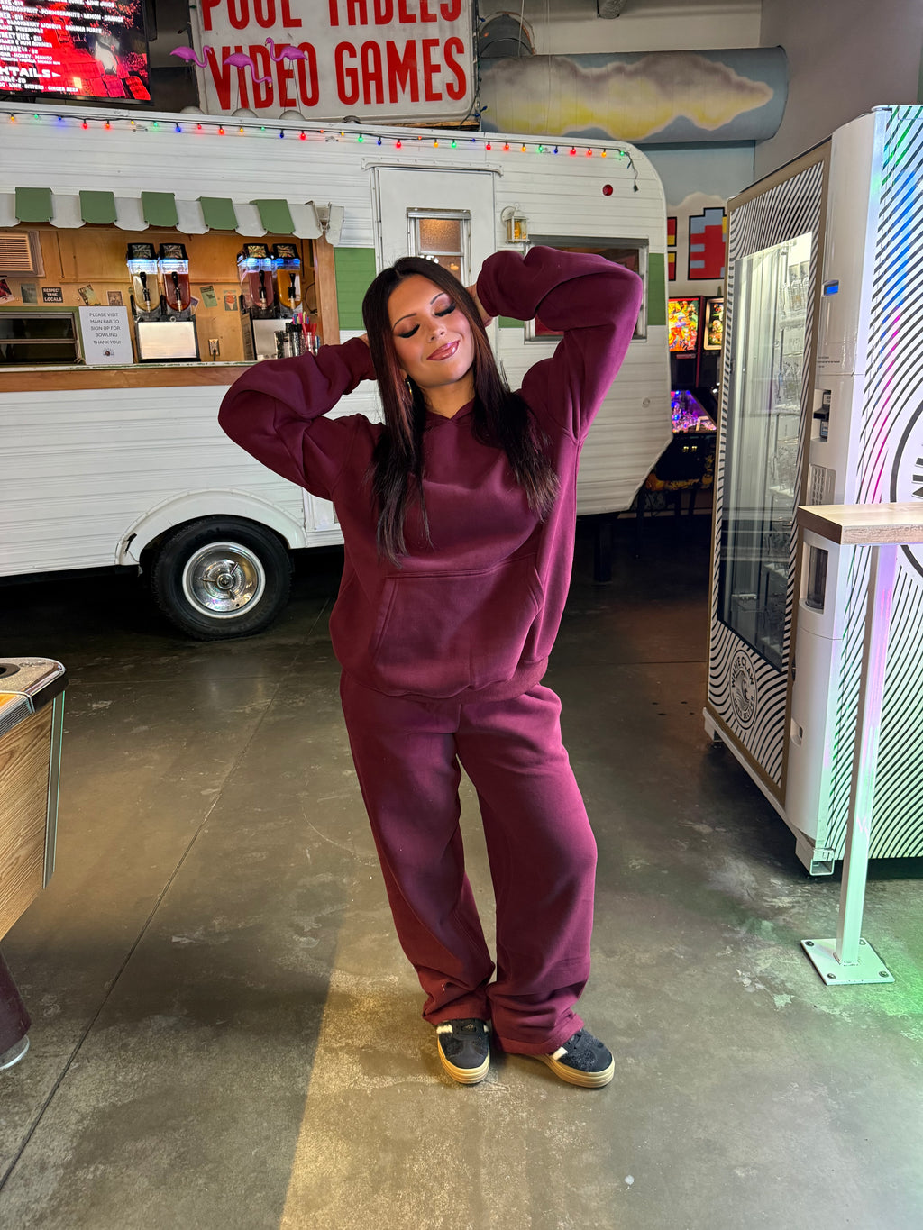 So Fetch Wide Leg Pant in Black Cherry
