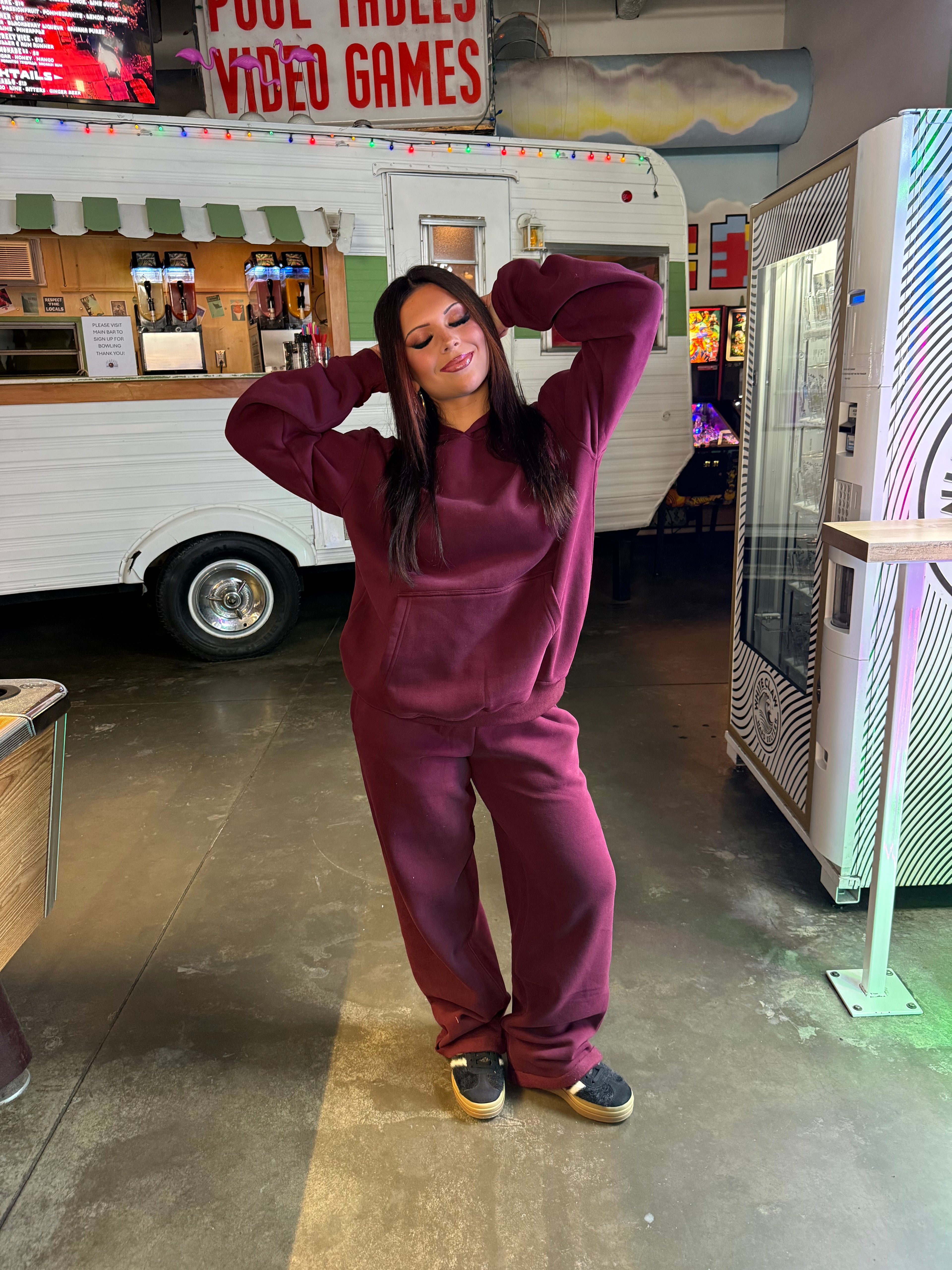 So Fetch Wide Leg Pant in Black Cherry