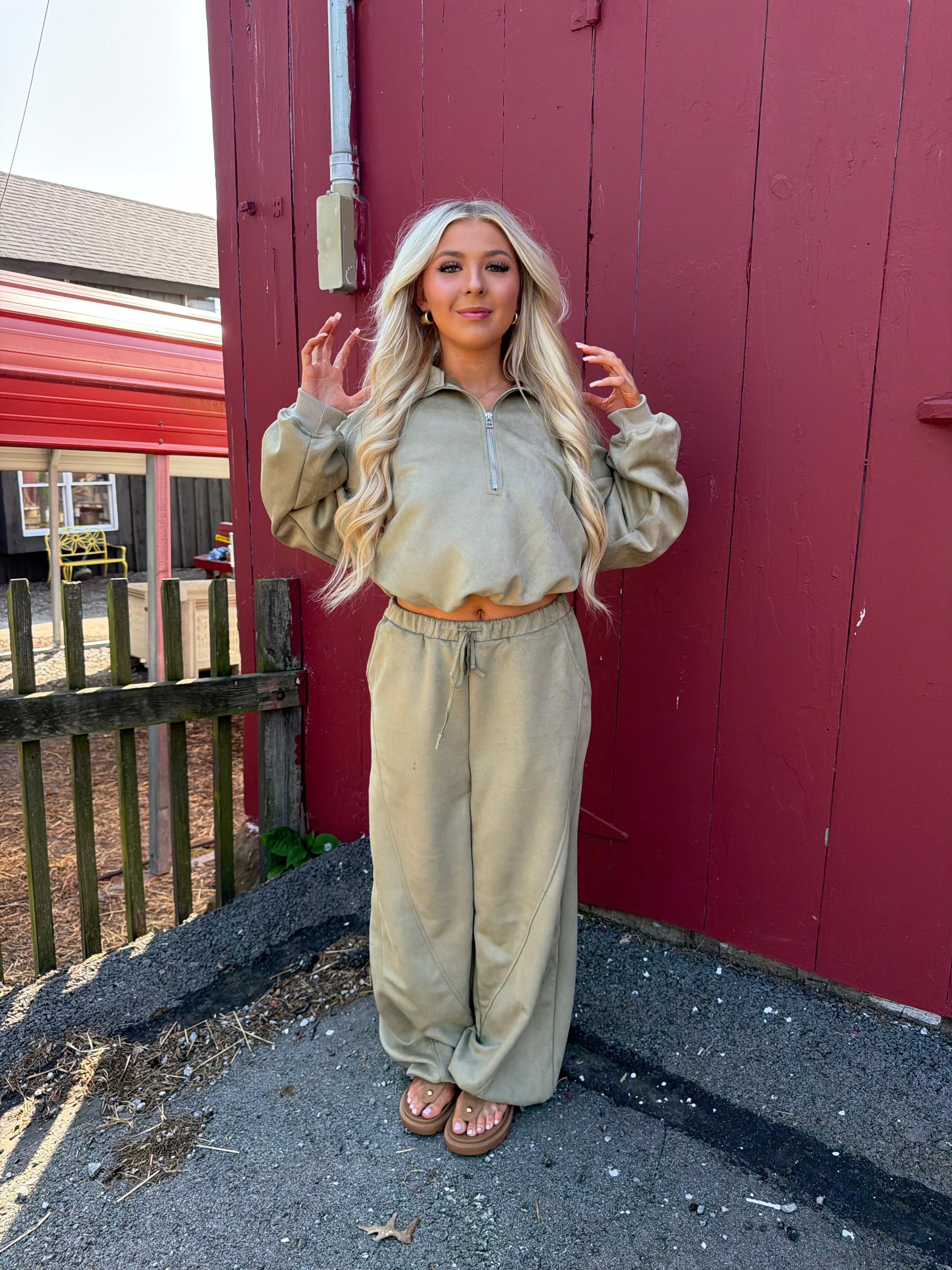 Sugar Suede Set (PANT) Olive